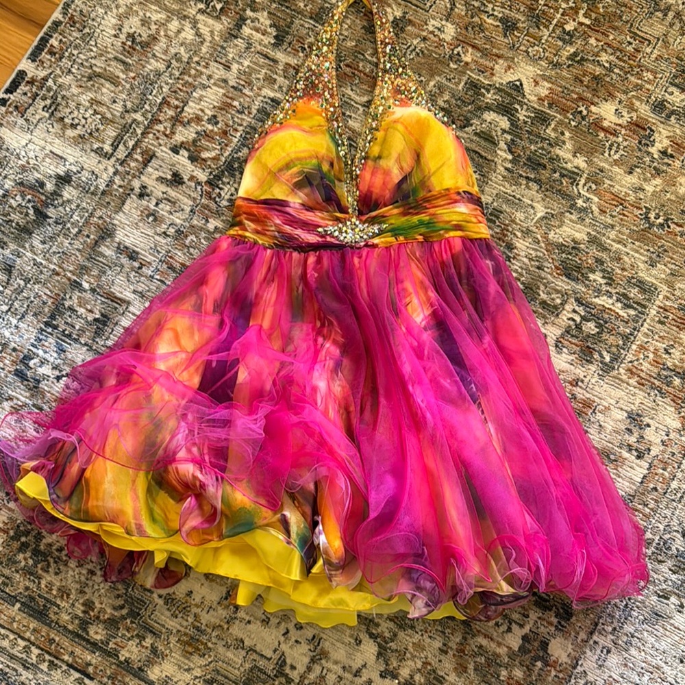 Vibrant Multicolor Halter Dress